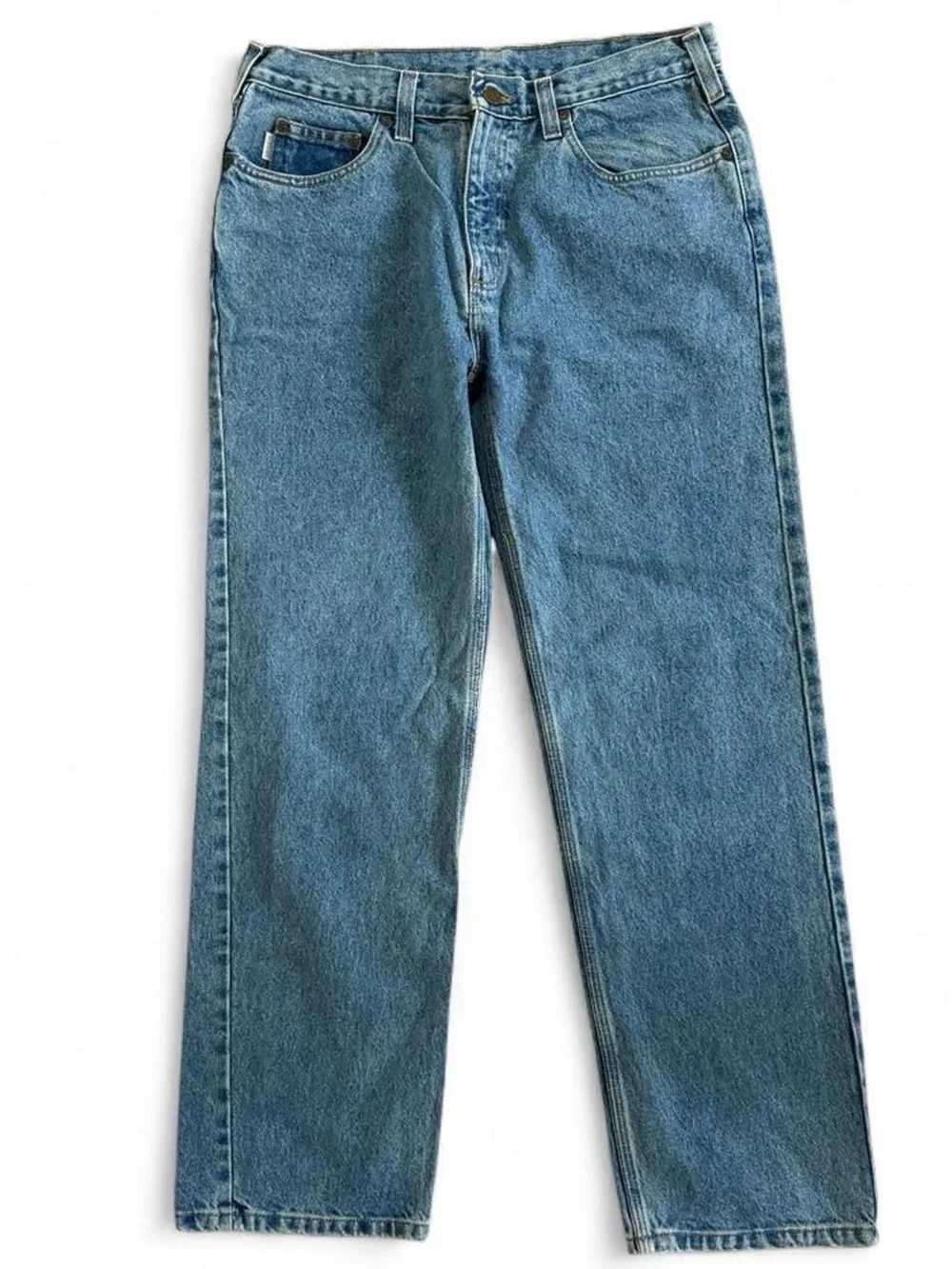 Vintage Carhartt B460 LVB Relaxed Fit Leather Patch Jeans 35x32
